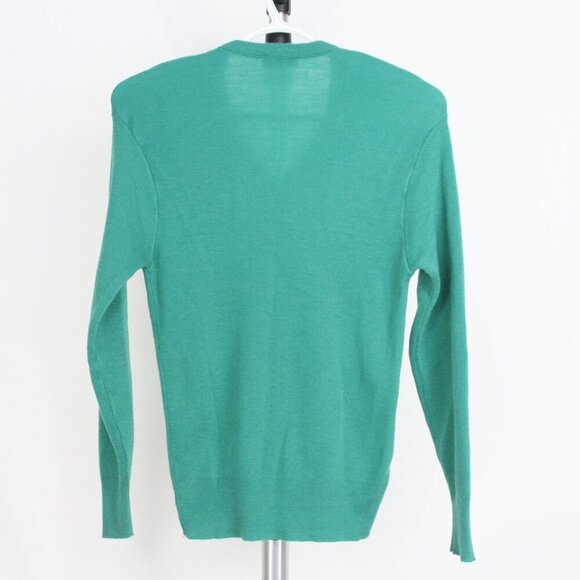 VTG Sz S/M Aristocrat Green V-Neck Tight Knit Pullover Sweater - Picture 6 of 10